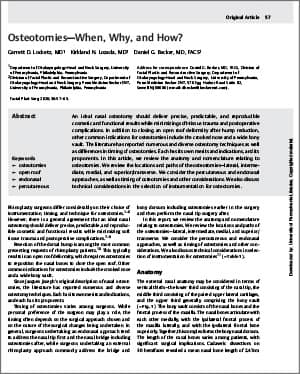 Osteotomies - When, Why, and How?